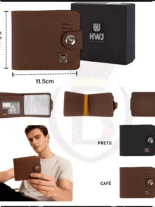 Carteira Masculina Couro Sintético Coffee (Café)