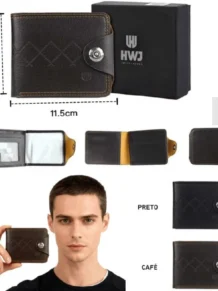 Carteira Masculino Couro Sintético Coffe (Café)
