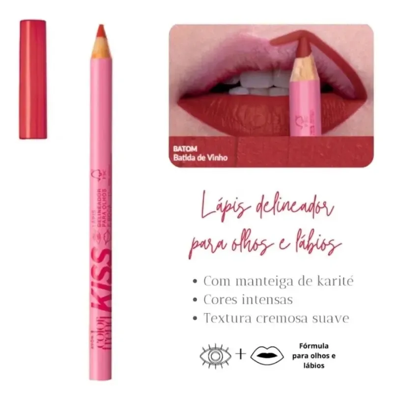 Avon Color Trend Lapis Delineador Kiss para Olhos e Boca Pink Dopamina - Imagem 3