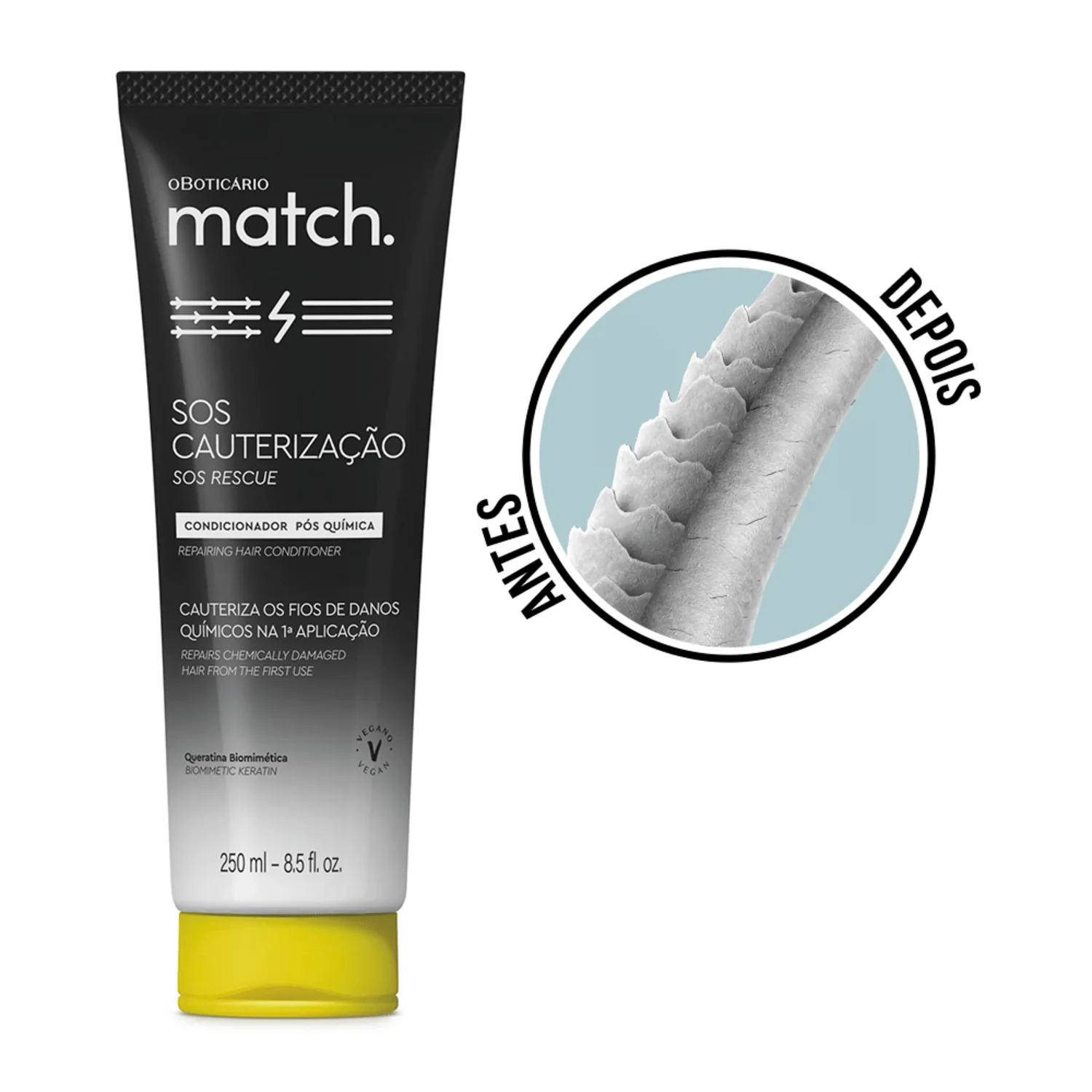 Match Condicionador Pós-Química Match SOS Cauterização, 250ml